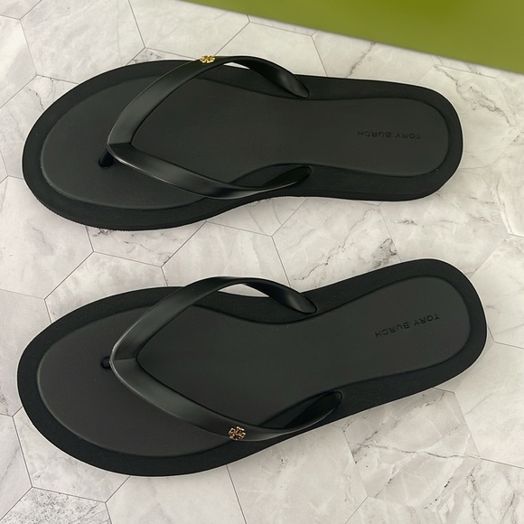 New, Authentic TORY BURCH Black KIRA FLIP-FLOP Sandals shoes size 9 SALE - Picture 6 of 14